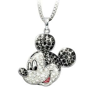 Mickey Cartoon Pendant Silver and Black 22 in